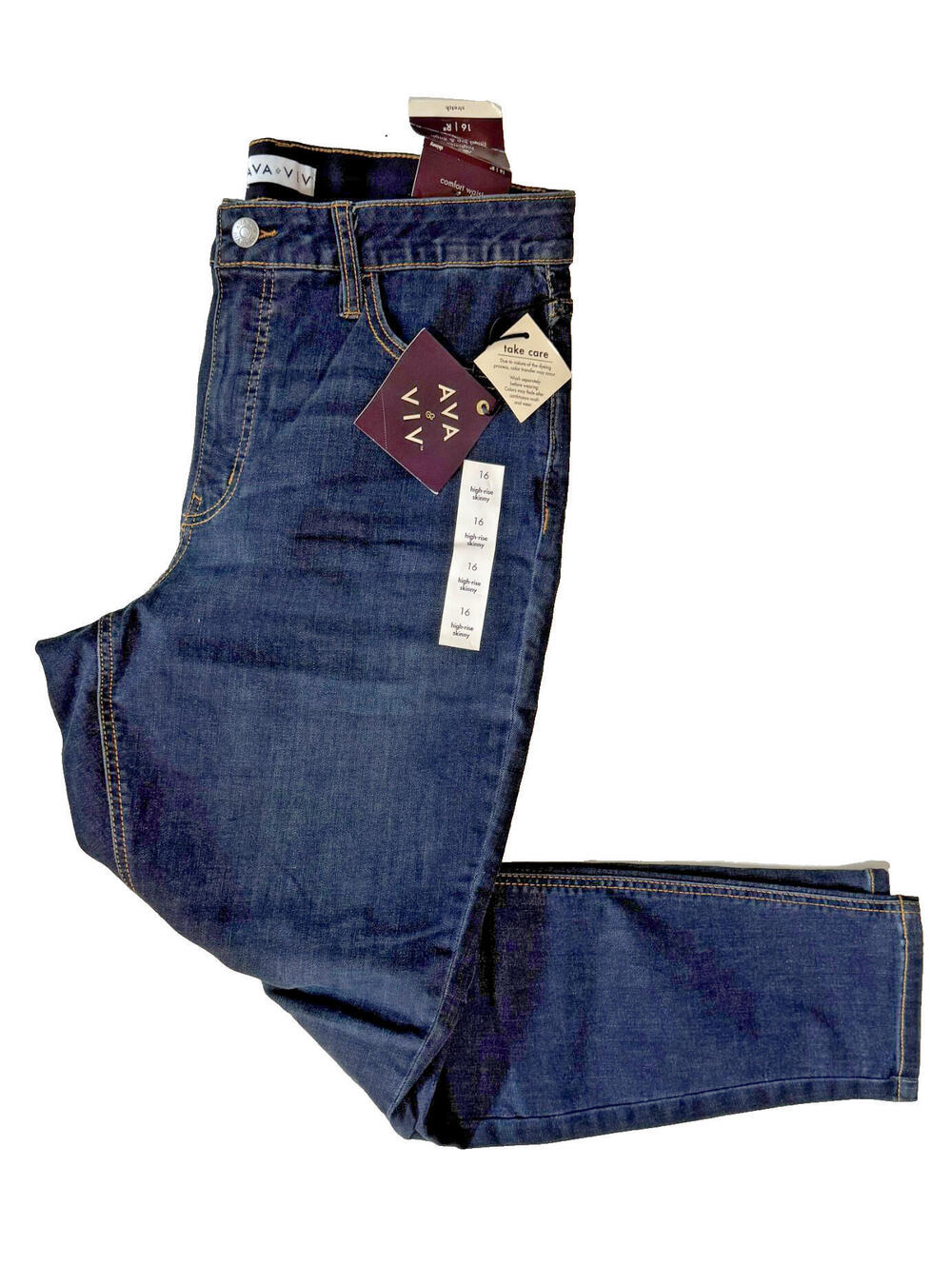 Ava & Viv High Rise Skinny Stretch Blue Jeans Womens Size 16 R NEW!! NWT!!